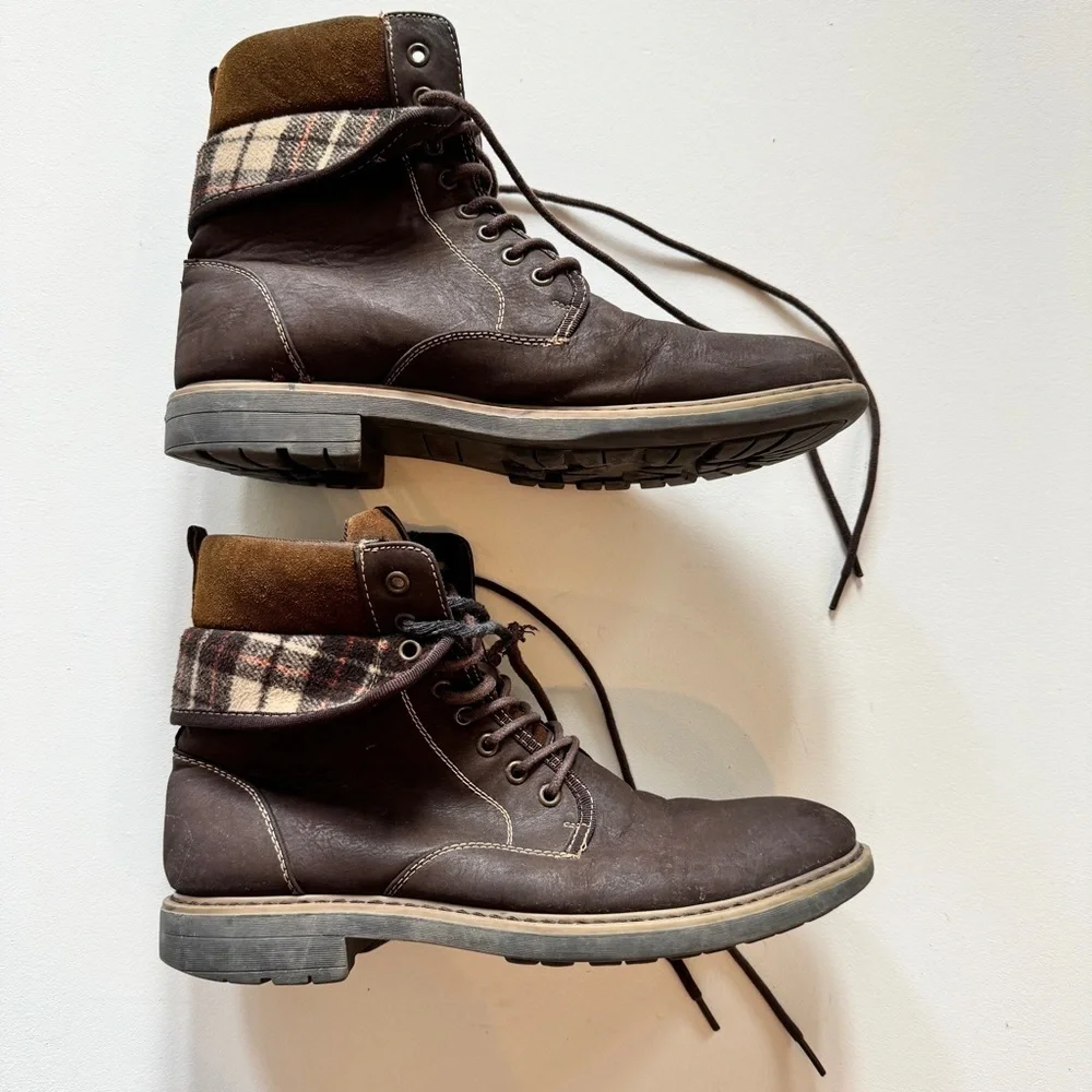 Steve Madden - Men’s Neptun Plaid Collar Boots in Brown